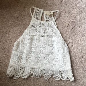 white distressed scalloped top